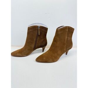 Dolce Vita Danai Ankle Boots Womens 9.5 Brown Suede Pointed Toe Heel